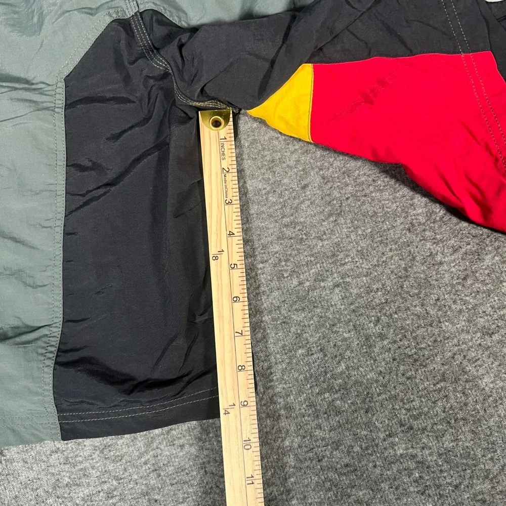Vintage No Fear Board Shorts Mens 38 Colorblock Nylon Motocross Y2K 90s Gray Red